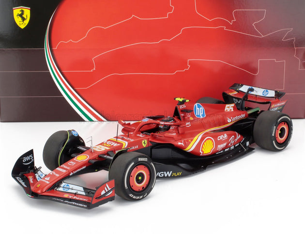 FERRARI | F1  SF-24 TEAM SCUDERIA FERRARI N 55 3rd MONACO GP 2024 CARLOS SAINZ - POLYFOAM PACKAGING | RED BLACK