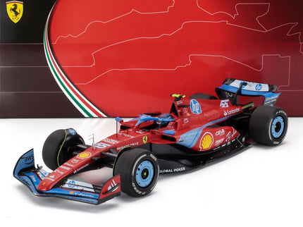FERRARI | F1  SF-24 TEAM SCUDERIA FERRARI N 55 5th MIAMI GP 2024 CARLOS SAINZ - POLYFOAM PACKAGING | RED BLACK LIGHT BLUE