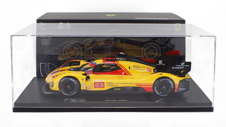 FERRARI | 499P 3.0L TURBO V6 TEAM AF CORSE N 83 24h LE MANS 2024 ROBERT KUBICA - ROBERT SHWARTZMAN - YIFEI YE - CON VETRINA - WITH SHOWCASE | YELLOW RED