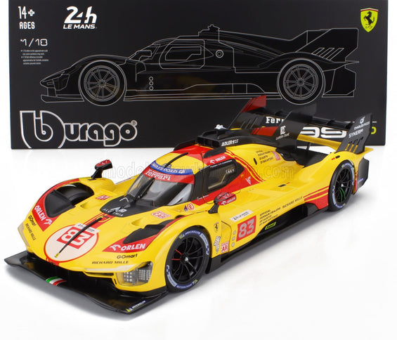FERRARI | 499P 3.0L TURBO V6 TEAM AF CORSE N 83 24h LE MANS 2024 ROBERT KUBICA - ROBERT SHWARTZMAN - YIFEI YE - CON VETRINA - WITH SHOWCASE | YELLOW RED