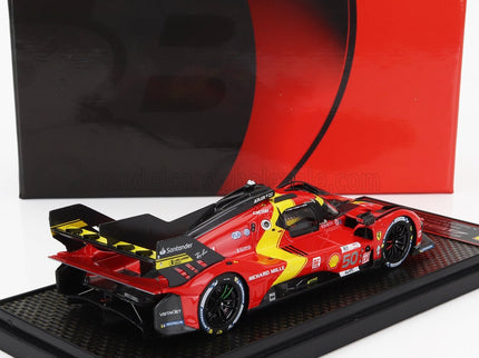 FERRARI | 499P 3.0L TURBO V6 TEAM FERRARI AF CORSE N 50 5th 24h LE MANS (POLE POSITION) 2023 ANTONIO FUOCO - MIGUEL MOLINA - NICKLAS NIELSEN | RED YELLOW BLACK