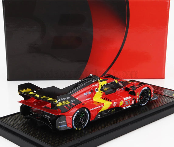 FERRARI | 499P 3.0L TURBO V6 TEAM FERRARI AF CORSE N 50 5th 24h LE MANS (POLE POSITION) 2023 ANTONIO FUOCO - MIGUEL MOLINA - NICKLAS NIELSEN | RED YELLOW BLACK