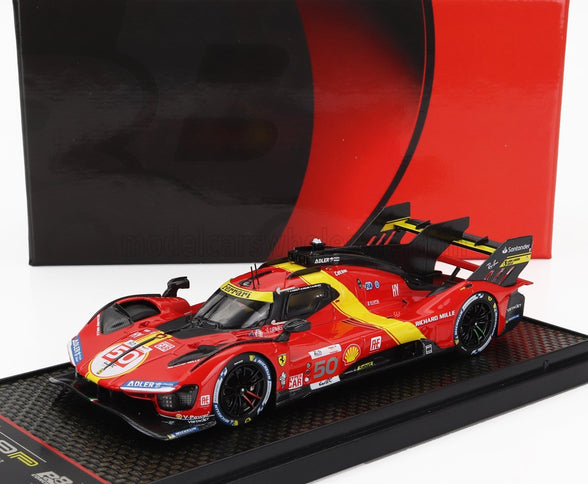 FERRARI | 499P 3.0L TURBO V6 TEAM FERRARI AF CORSE N 50 5th 24h LE MANS (POLE POSITION) 2023 ANTONIO FUOCO - MIGUEL MOLINA - NICKLAS NIELSEN | RED YELLOW BLACK