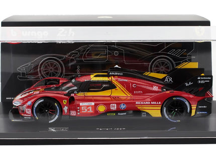 FERRARI | 499P 3.0L TURBO V6 TEAM FERRARI AF CORSE N 51 3rd 24h LE MANS 2024 ALESSANDRO PIER GUIDI - JAMES CALADO - ANTONIO GIOVINAZZI - CON VETRINA - WITH SHOWCASE | RED