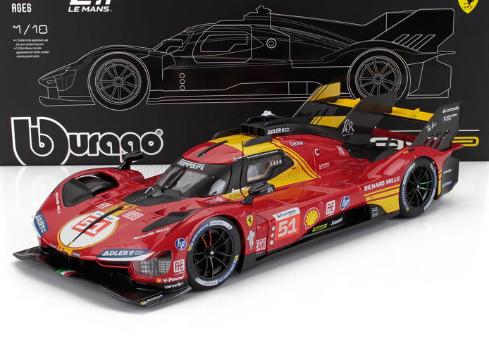 FERRARI | 499P 3.0L TURBO V6 TEAM FERRARI AF CORSE N 51 3rd 24h LE MANS 2024 ALESSANDRO PIER GUIDI - JAMES CALADO - ANTONIO GIOVINAZZI - CON VETRINA - WITH SHOWCASE | RED