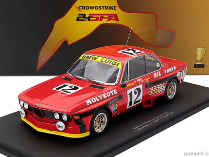 BMW 3.0 Csl Team Luigi Racing N°12 Víťaz 24h Spa 1974 Alain Peltier - Pierre Dieudonne - Jean Xhenceval 1:18 Spark Model červená