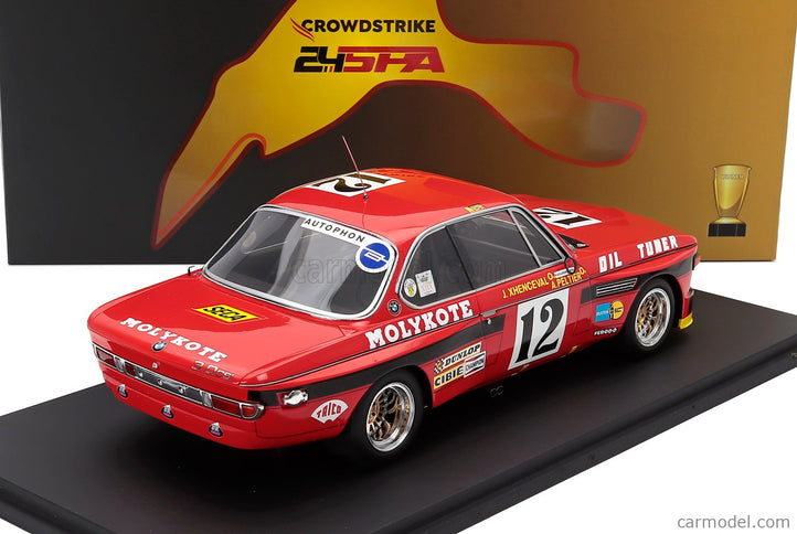 BMW 3.0 Csl Team Luigi Racing N°12 Víťaz 24h Spa 1974 Alain Peltier - Pierre Dieudonne - Jean Xhenceval 1:18 Spark Model červená