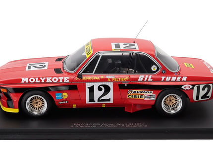 BMW 3.0 Csl Team Luigi Racing N°12 Víťaz 24h Spa 1974 Alain Peltier - Pierre Dieudonne - Jean Xhenceval 1:18 Spark Model červená