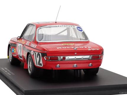 BMW 3.0 Csl Team Luigi Racing N°12 Víťaz 24h Spa 1974 Alain Peltier - Pierre Dieudonne - Jean Xhenceval 1:18 Spark Model červená
