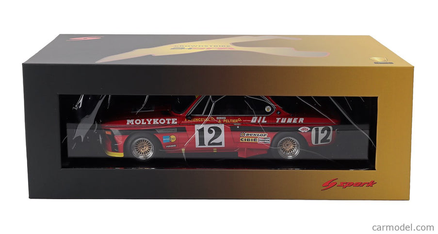 BMW 3.0 Csl Team Luigi Racing N°12 Víťaz 24h Spa 1974 Alain Peltier - Pierre Dieudonne - Jean Xhenceval 1:18 Spark Model červená