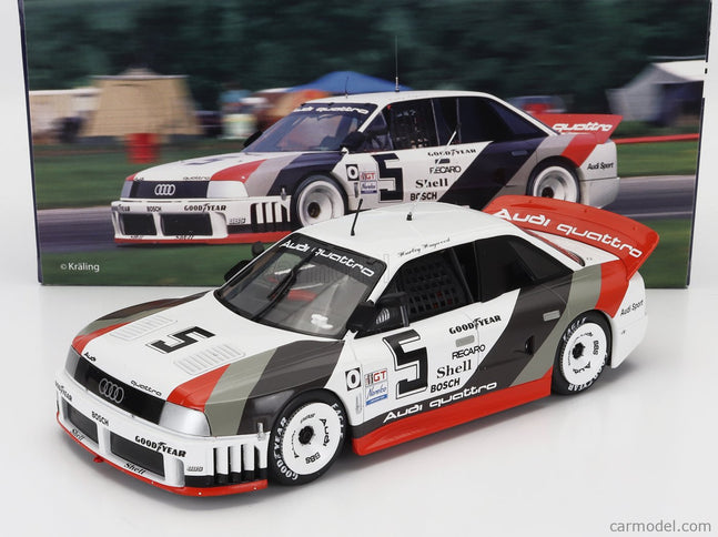 Audi 90 Quattro IMSA GTO Team Audi Sport N°5 2. Miesto Laguna IMSA 1989 Hurley Haywood 1:18 Werk83 biela sivá červená