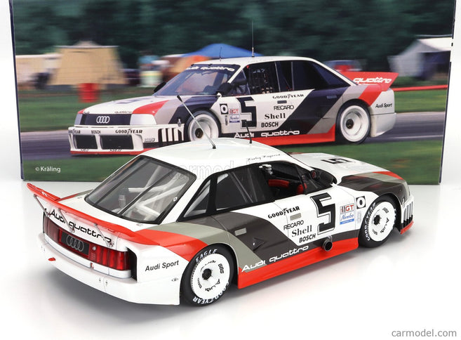 Audi 90 Quattro IMSA GTO Team Audi Sport N°5 2. Miesto Laguna IMSA 1989 Hurley Haywood 1:18 Werk83 biela sivá červená