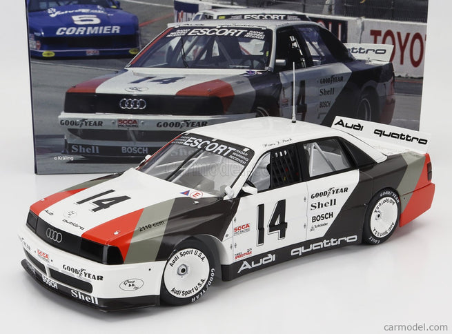Audi 200 Quattro Team Audi Sport N°14 Víťaz Cleverland Trans-AM 1988 Hans Joachim Stuck 1:18 Werk83 biela sivá červená
