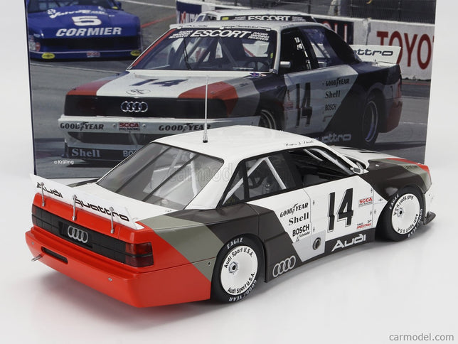 Audi 200 Quattro Team Audi Sport N°14 Víťaz Cleverland Trans-AM 1988 Hans Joachim Stuck 1:18 Werk83 biela sivá červená
