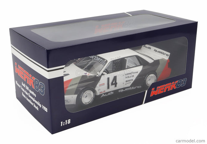 Audi 200 Quattro Team Audi Sport N°14 Víťaz Cleverland Trans-AM 1988 Hans Joachim Stuck 1:18 Werk83 biela sivá červená