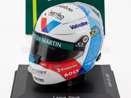 BELL HELMET | CASCO HELMET F1 LANCE STROLL TEAM ARAMCO COGNIZANT ASTON MARTIN N 18 BRITISH GP 2024 | WHITE RED BLUE
