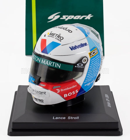 BELL HELMET | CASCO HELMET F1 LANCE STROLL TEAM ARAMCO COGNIZANT ASTON MARTIN N 18 BRITISH GP 2024 | WHITE RED BLUE