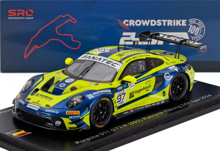 PORSCHE | 911 992 GT3 R 4.2L TEAM RUTRONIK RACING N 97 24h SPA 2024 DUSTIN BLATTNER - RICHARD ROBICHON - DENNIS MARSCHALL - LOEK HARTOG | YELLOW BLUE