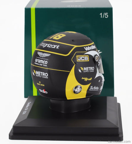 Stilo Helmet F1 Helma Lance Stroll Team Aramco Cognizant Aston Martin N°18 Canada GP 2024 1:5 Spark Model čierna