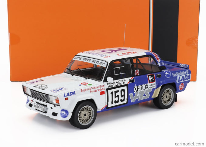 Lada Fiat 2105 Vfts N°159 Rally 1000 Lakes 1987 Eugenijus Tumalevicious - Pranas Videika 1:18 IXO Models biela modrá