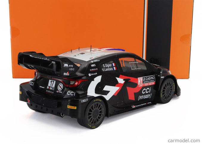 Toyota Yaris GR RALLY1 Hybrid Team Toyota Gazoo Racing Wrt N°17 2. Miesto Rally Montecarlo 2024 Sebastien Ogier - Vincent Landais 1:18 IXO Models čierna