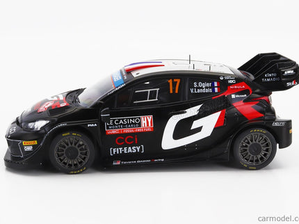 Toyota Yaris GR RALLY1 Hybrid Team Toyota Gazoo Racing Wrt N°17 2. Miesto Rally Montecarlo 2024 Sebastien Ogier - Vincent Landais 1:18 IXO Models čierna