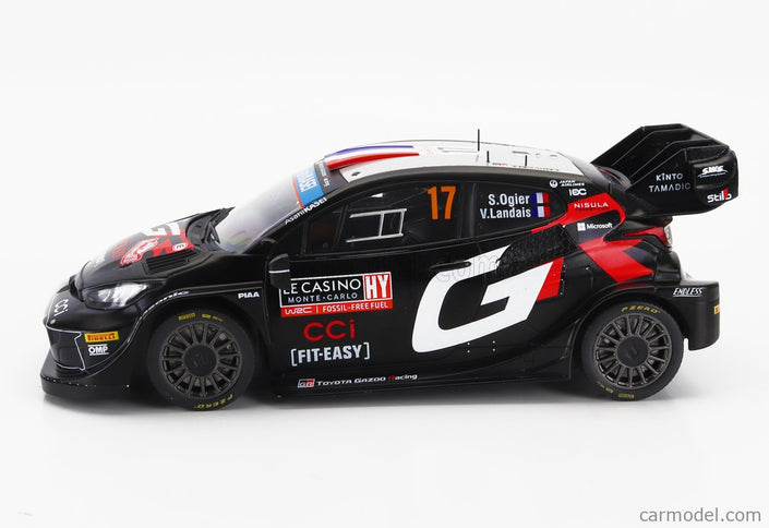 Toyota Yaris GR RALLY1 Hybrid Team Toyota Gazoo Racing Wrt N°17 2. Miesto Rally Montecarlo 2024 Sebastien Ogier - Vincent Landais 1:18 IXO Models čierna