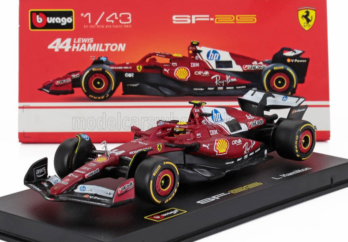 FERRARI | F1  SF-25 TEAM SCUDERIA FERRARI HP N 44 SEASON 2025 LEWIS HAMILTON - WITH PILOT AND SHOWCASE | RED