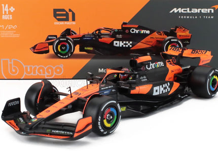 McLAREN | F1  MCL38 TEAM MCLAREN N 81 MIAMI GP 2024 OSCAR PIASTRI - WITH PILOT AND SHOWCASE | ORANGE BLACK