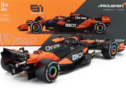 McLAREN | F1  MCL38 TEAM MCLAREN N 81 MIAMI GP 2024 OSCAR PIASTRI - WITH PILOT AND SHOWCASE | ORANGE BLACK