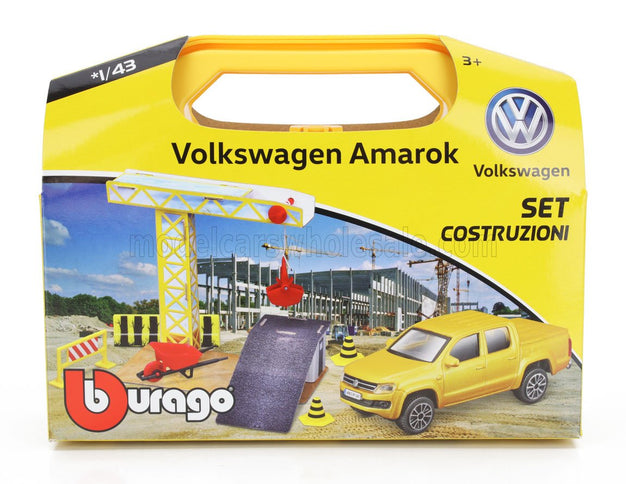 ACCESSORIES | DIORAMA - SET BUILD CONSTRUCTION - SET COSTRUZIONI - WITH VOLKSWAGEN AMAROK PICK-UP 2019 | YELLOW