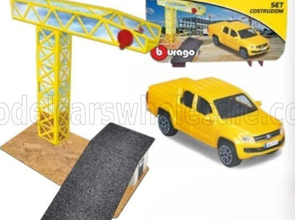 ACCESSORIES | DIORAMA - SET BUILD CONSTRUCTION - SET COSTRUZIONI - WITH VOLKSWAGEN AMAROK PICK-UP 2019 | YELLOW