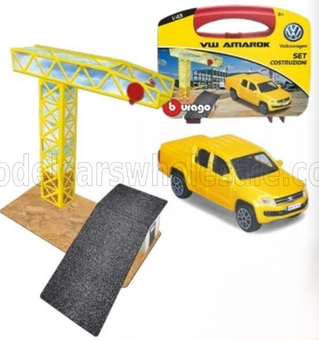 ACCESSORIES | DIORAMA - SET BUILD CONSTRUCTION - SET COSTRUZIONI - WITH VOLKSWAGEN AMAROK PICK-UP 2019 | YELLOW