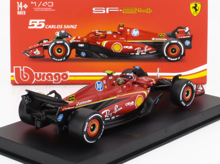 FERRARI | F1  SF-24 TEAM SCUDERIA FERRARI N 55 4th ITALY MONZA GP 2024 CARLOS SAINZ - WITH PILOT AND SHOWCASE | RED WHITE BLACK