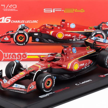 FERRARI | F1  SF-24 TEAM SCUDERIA FERRARI N 16 WINNER ITALY MONZA GP 2024 CHARLES LECLERC - WITH PILOT AND SHOWCASE | RED WHITE BLACK