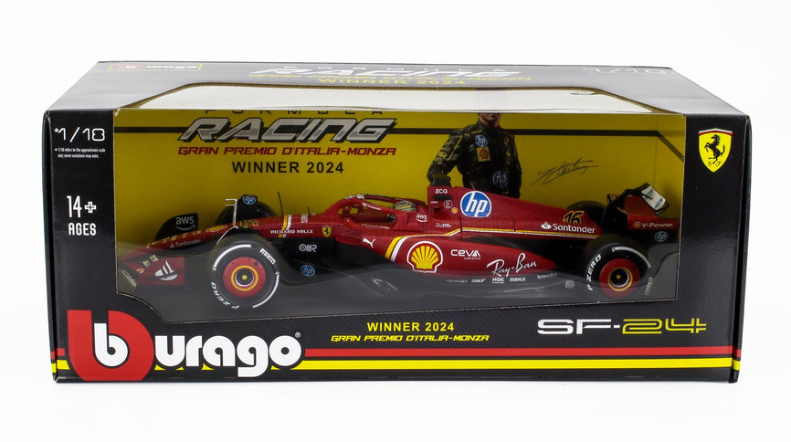 FERRARI | F1  SF-24 TEAM SCUDERIA FERRARI N 16 WINNER ITALY MONZA GP 2024 CHARLES LECLERC | RED WHITE BLACK