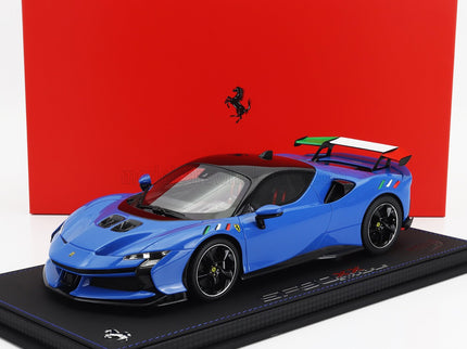 FERRARI | SF90 XX STRADALE BLACK ROOF 2024 - CON VETRINA - WITH SHOWCASE | BLU FRANCIA - BLUE BLACK