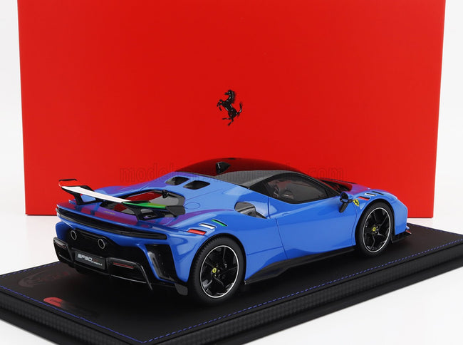 FERRARI | SF90 XX STRADALE BLACK ROOF 2024 - CON VETRINA - WITH SHOWCASE | BLU FRANCIA - BLUE BLACK
