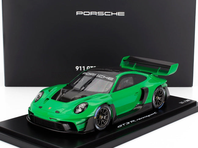 PORSCHE | 911 992 GT3 R N 0 RACING COUPE 2023 - CON VETRINA - WITH SHOWCASE | GREEN BLACK