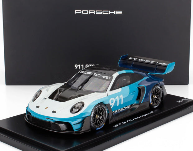 PORSCHE | 911 992 GT3 R N 911 RACING SPEED ICON DESIGN COUPE 2023 - CON VETRINA - WITH SHOWCASE | 2 TONE BLUE WHITE