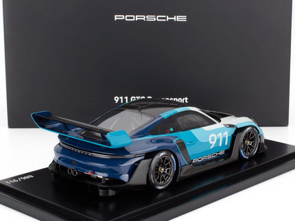 PORSCHE | 911 992 GT3 R N 911 RACING SPEED ICON DESIGN COUPE 2023 - CON VETRINA - WITH SHOWCASE | 2 TONE BLUE WHITE