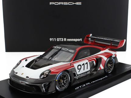 PORSCHE | 911 992 GT3 R N 911 RACING FLACHT DESIGN COUPE 2021 - CON VETRINA - WITH SHOWCASE | WHITE GREY RED
