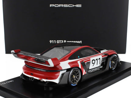 PORSCHE | 911 992 GT3 R N 911 RACING FLACHT DESIGN COUPE 2021 - CON VETRINA - WITH SHOWCASE | WHITE GREY RED