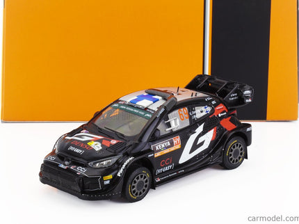 Toyota Yaris GR RALLY1 Team Toyota Gazoo Racing Wrt N°69 (with Snorkel) Víťaz Rally Safari Kenya 2024 Kalle Rovanpera - Jonne Halttunen 1:43 IXO Models čierna biela červená