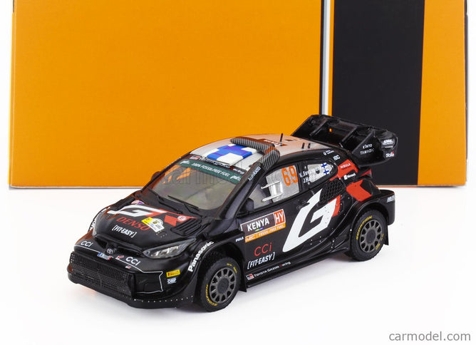 Toyota Yaris GR RALLY1 Team Toyota Gazoo Racing Wrt N°69 (with Snorkel) Víťaz Rally Safari Kenya 2024 Kalle Rovanpera - Jonne Halttunen 1:43 IXO Models čierna biela červená