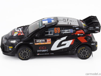 Toyota Yaris GR RALLY1 Team Toyota Gazoo Racing Wrt N°69 (with Snorkel) Víťaz Rally Safari Kenya 2024 Kalle Rovanpera - Jonne Halttunen 1:43 IXO Models čierna biela červená