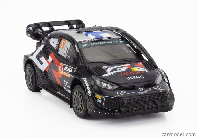 Toyota Yaris GR RALLY1 Team Toyota Gazoo Racing Wrt N°69 (with Snorkel) Víťaz Rally Safari Kenya 2024 Kalle Rovanpera - Jonne Halttunen 1:43 IXO Models čierna biela červená
