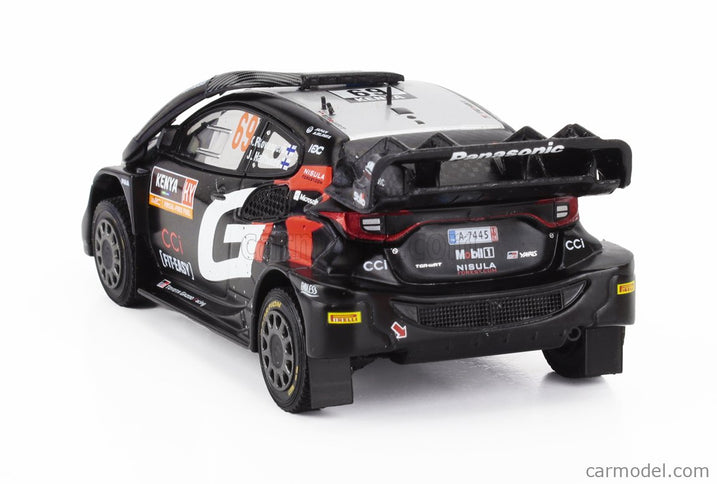 Toyota Yaris GR RALLY1 Team Toyota Gazoo Racing Wrt N°69 (with Snorkel) Víťaz Rally Safari Kenya 2024 Kalle Rovanpera - Jonne Halttunen 1:43 IXO Models čierna biela červená