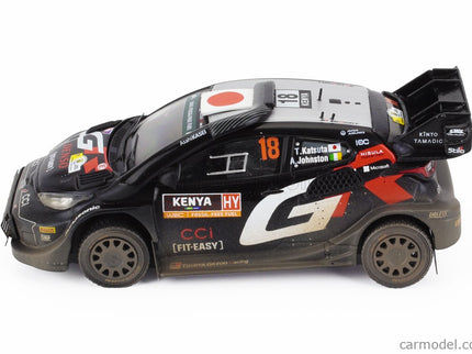 Toyota Yaris GR RALLY1 Team Toyota Gazoo Racing Wrt N°18 (with Snorkel) 2. Miesto Rally Safari Kenya 2024 Takamoto Katsuta - Aaron Johnston 1:43 IXO Models čierna biela červená