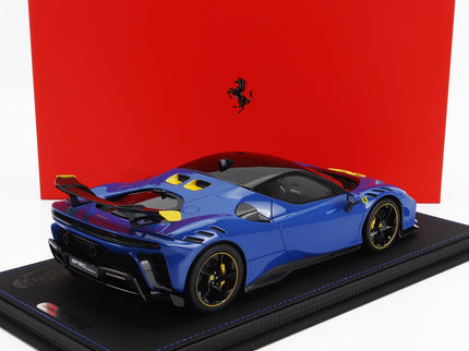 FERRARI | SF90 XX STRADALE 2024 - CON VETRINA - WITH SHOWCASE | AZZURRO DINO - LIGHT BLUE BLACK YELLOW